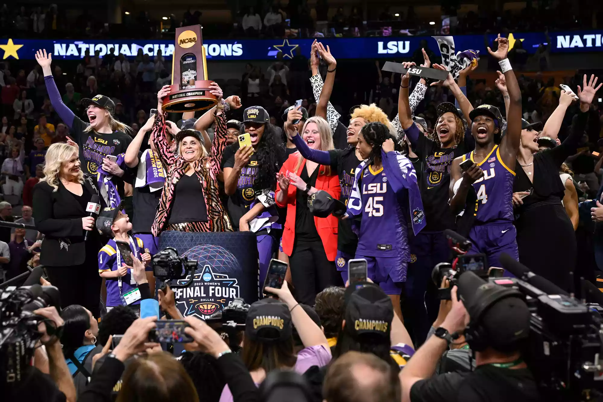 The 2023 title was LSU head coach Kim Mulkey's fourth — she previously won three national championships with Baylor before finding a title team in Louisiana.