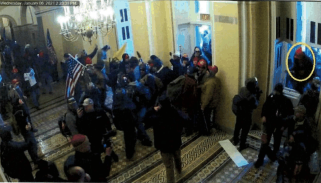 Freeman allegedly entering the U.S. Capitol on January 6