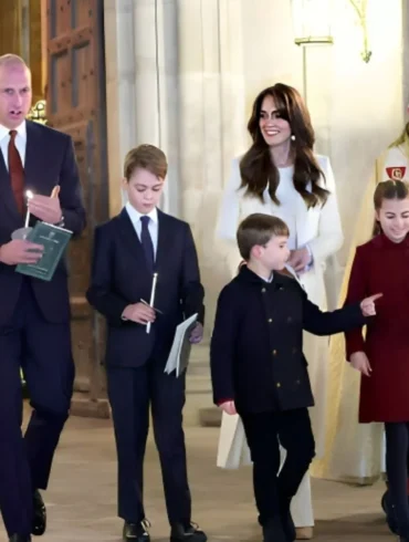 william and kate with kids walk to church