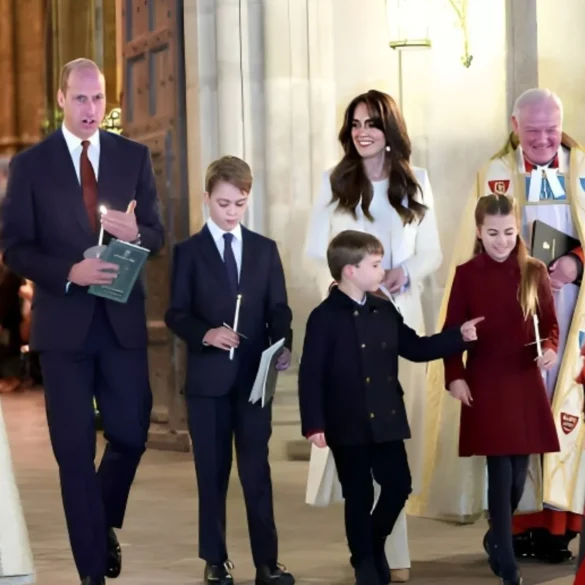 william and kate with kids walk to church